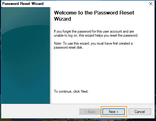 open server 2016 password reset wizard