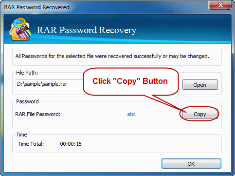 Success recover rar password