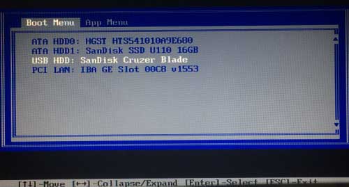boot computer from usb device