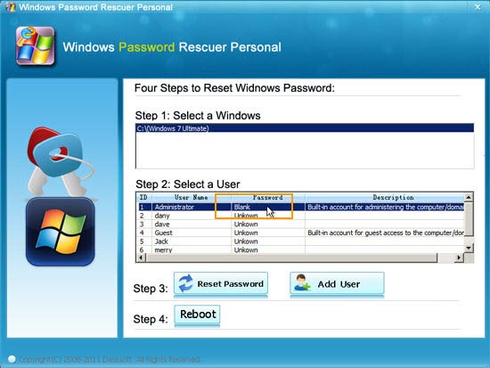 crack windows 7 administrator and user password