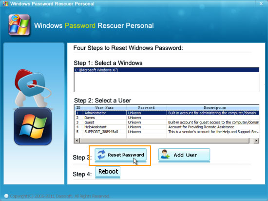 hack windows xp administrator password
