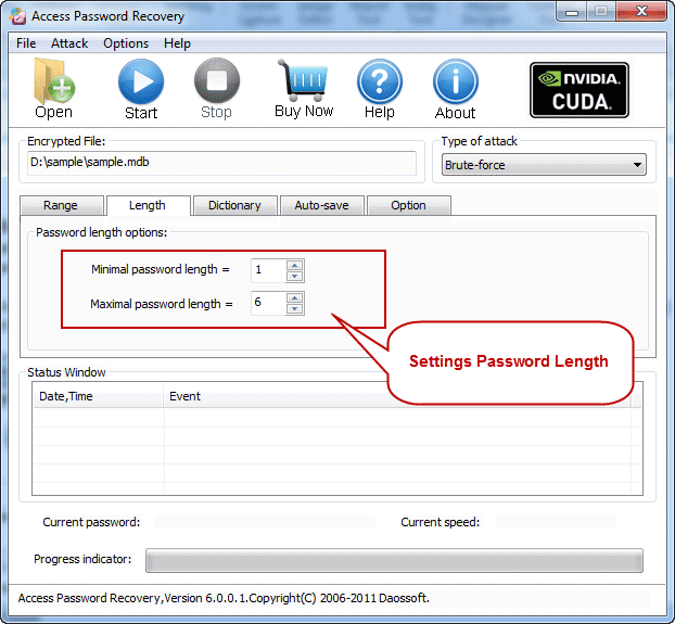 Password length settings on Access Password Recovery