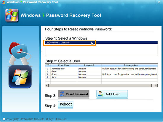 select Windows 7 system from list