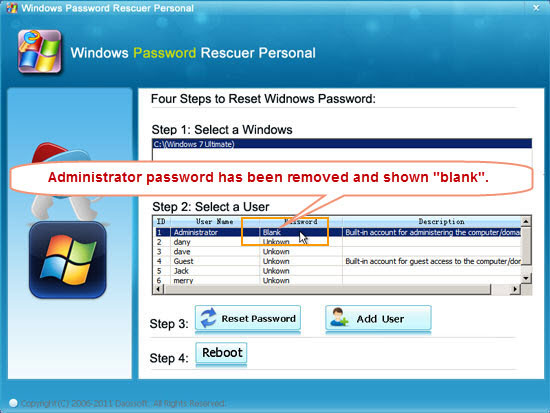successfully recover windows administrator password