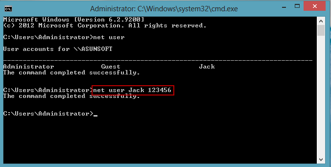 reset hp windows 8 password with cmd