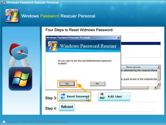 reset administrator password