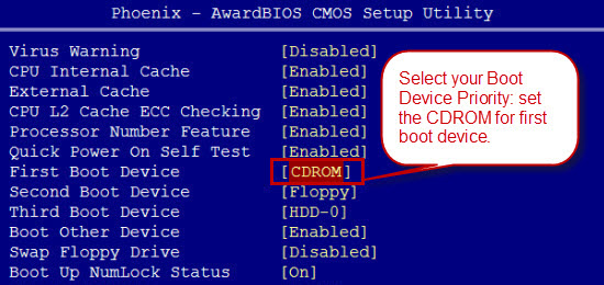boot server computer from CD/DVD/USB