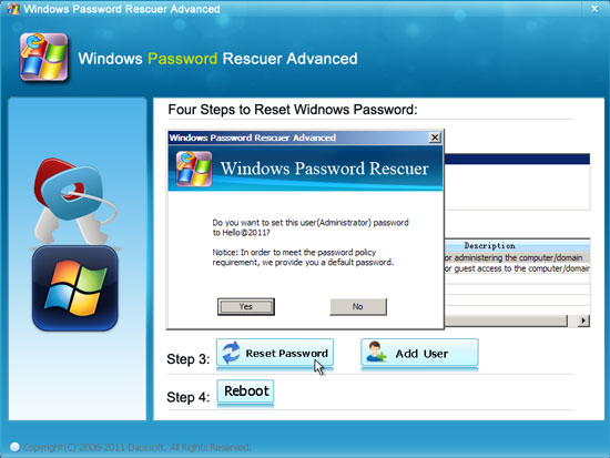 reset Windows server 2003 domain administrator password