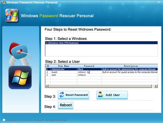 reset windows vista administrator password