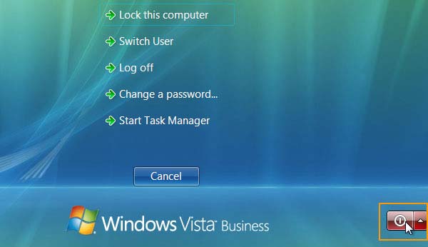 log on Windows vista with new password