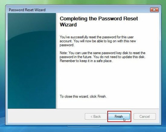 log into windows vista ultimate with new password