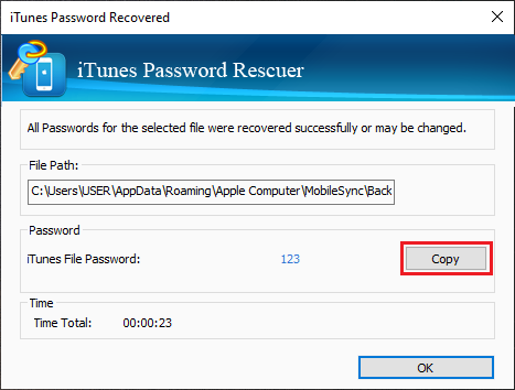 unlock protected itunes backup file with recovered password
