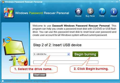 finish creating a password reset disk