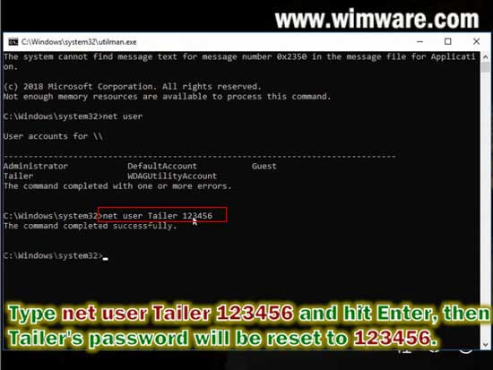 reset windows 10 admin password with cmd net user
