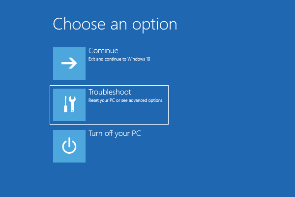 select troubleshoot from advanced options
